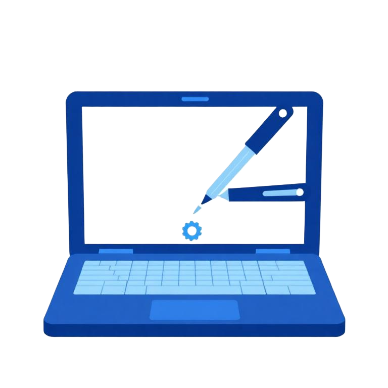 Vector illustration of a laptop being repaired with tools